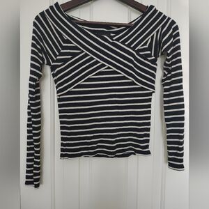 Preppy Topshop Black and White Striped Crop Top